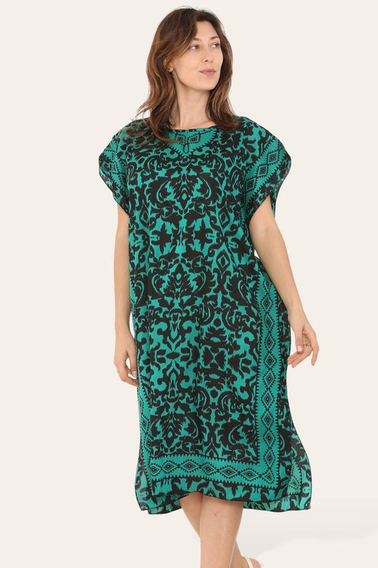 Short Caftan Dress, Ethnic Print