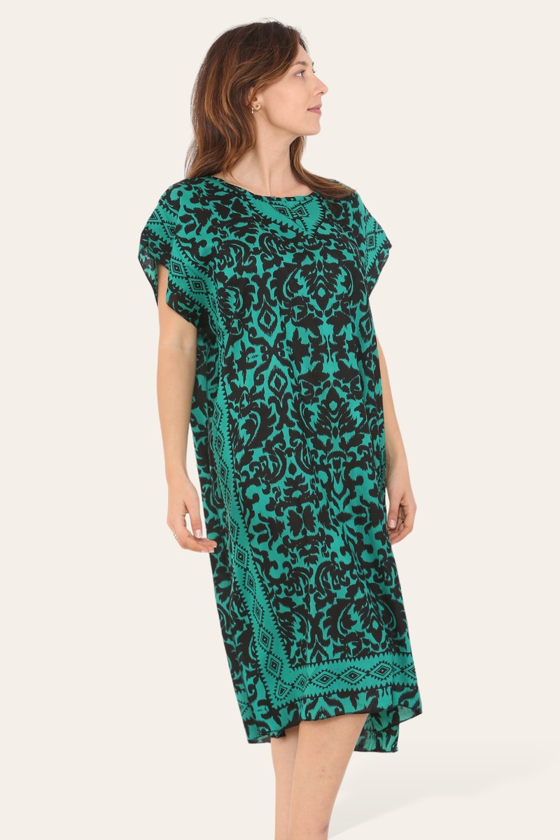 Short Caftan Dress, Ethnic Print
