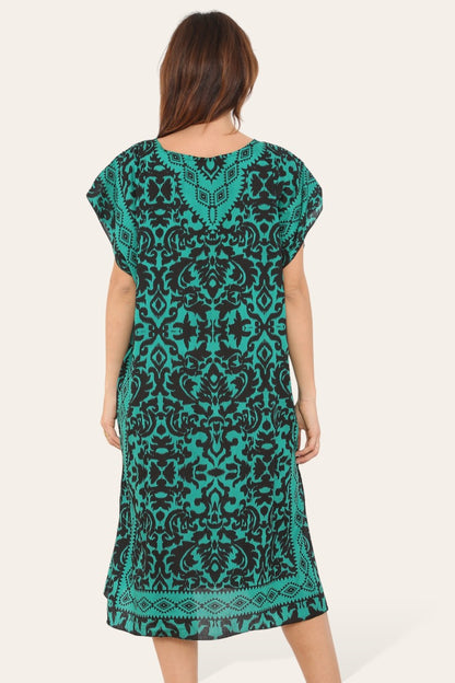 Short Caftan Dress, Ethnic Print