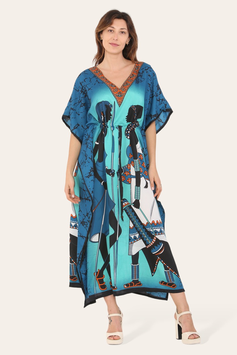 Elegant African Print Caftan Dress – Traditional Style with a Modern Touch