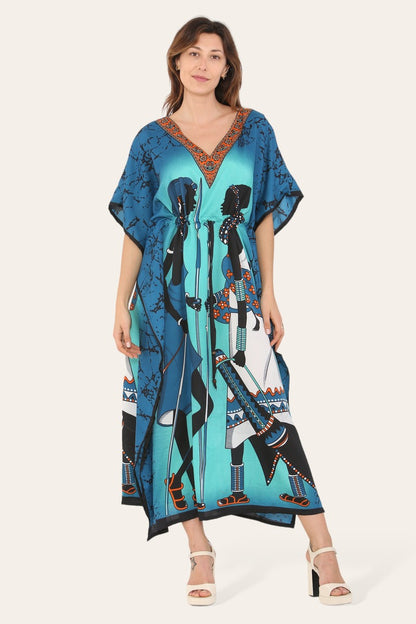 Elegant African Print Caftan Dress – Traditional Style with a Modern Touch