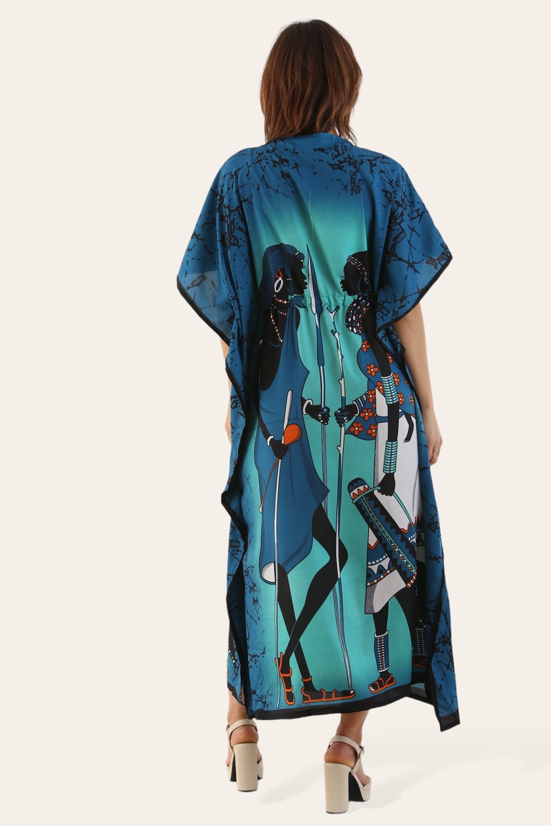 Elegant African Print Caftan Dress – Traditional Style with a Modern Touch