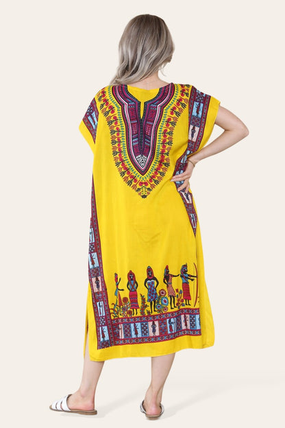 Bold Ethnic African Print Mid-Length Dress